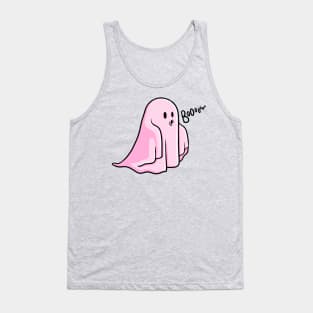 Cute Pink Ghost Saying Boo Illustration Tank Top